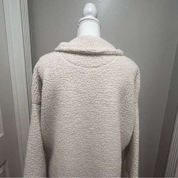 Aerie Sherpa half button sweater with pockets women's size large oversized fit - Picture 12 of 15